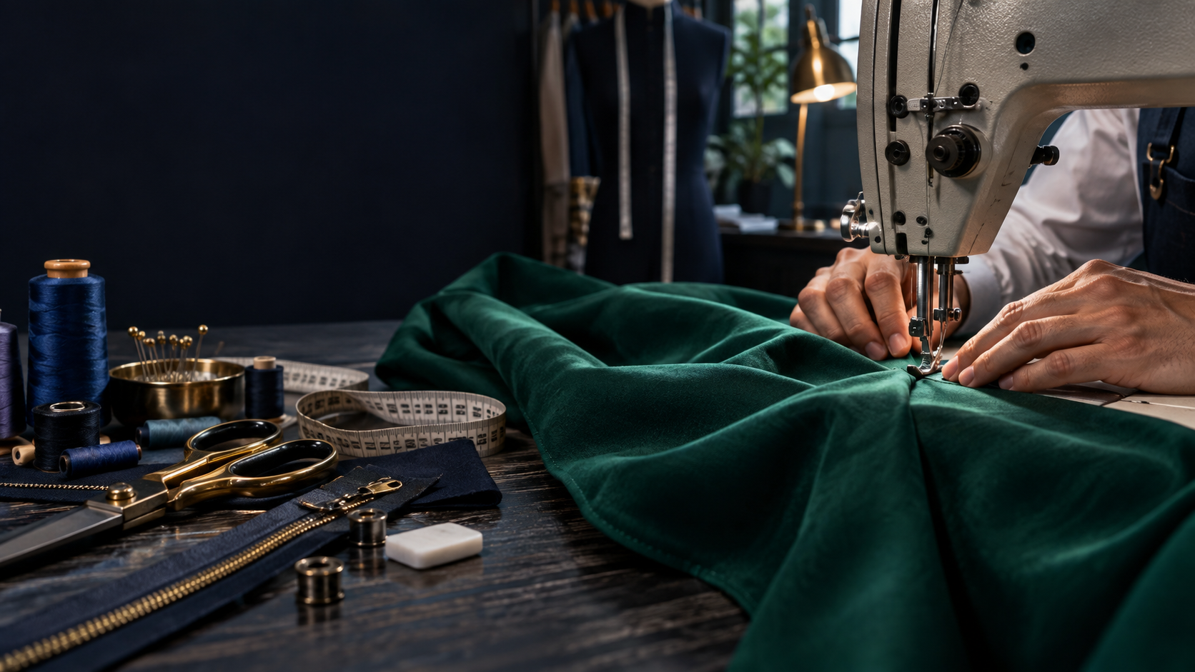 Nauwkeurig naaiwerk in het atelier